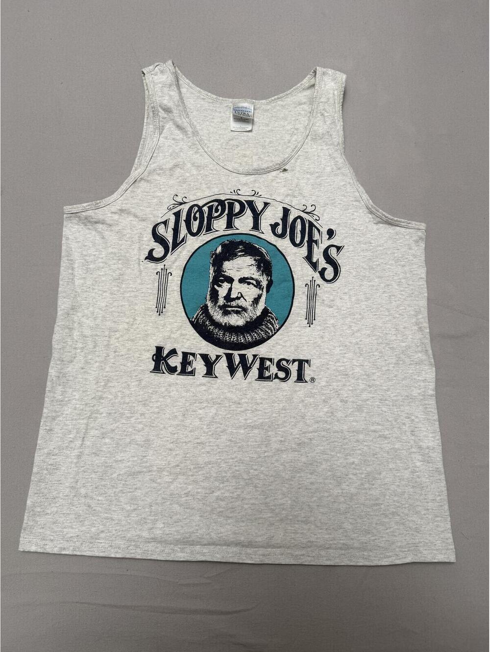 Faded Ernest Hemingway Tank Top Sloppy Joe's Bar Keywest - L